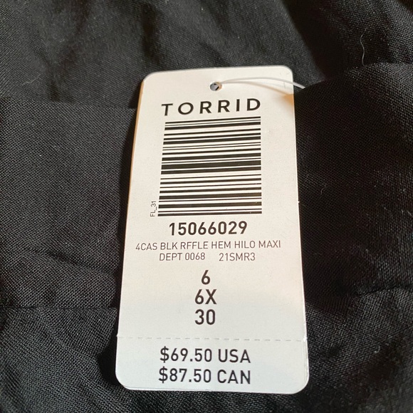 Torrid Black Ruffle Hilo Maxi Skirt NWT - Picture 6 of 6